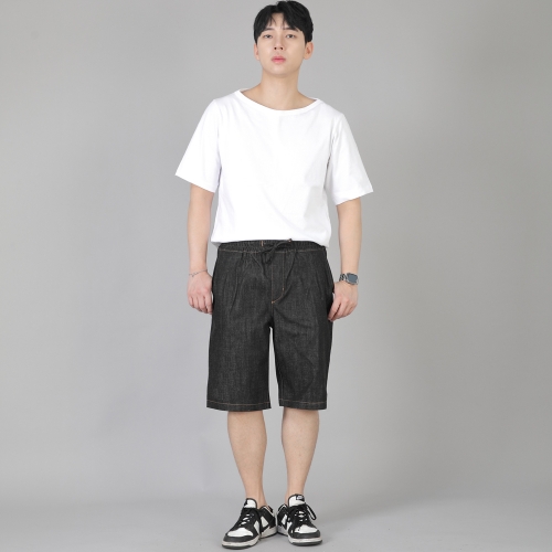 핀턱 반바지 EPS-350 데님 블랙