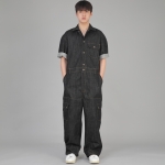 클래식 EX 와이드 카고 반팔 점프슈트 CXC-525 데님 블랙