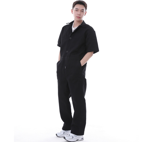 오버라운드 퍼티그 반팔 점프슈트 OF-501S 블랙
