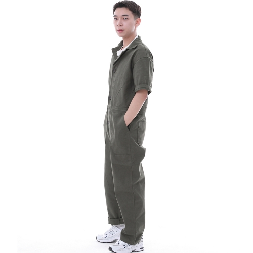 오버라운드 퍼티그 반팔 점프슈트 OF-501S 카키
