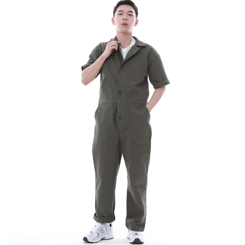 오버라운드 퍼티그 반팔 점프슈트 OF-501S 카키