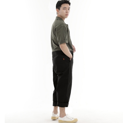 오버라운드 퍼티그 반팔 점프슈트 OF-501S 믹스카키블랙
