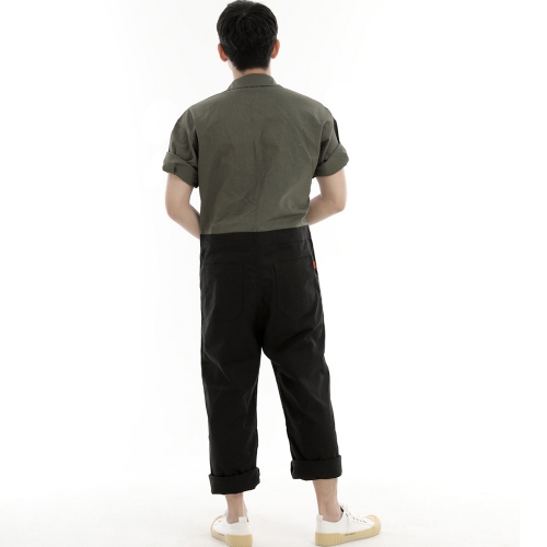 오버라운드 퍼티그 반팔 점프슈트 OF-501S 믹스카키블랙