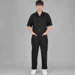 오버라운드 테이퍼드 카고 반팔 점프슈트 OT-502CS 블랙 B버튼