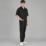 오버라운드 테이퍼드 카고 반팔 점프슈트 OT-502CS 블랙 B버튼