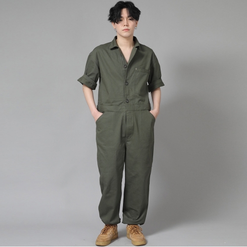센스워커 테이퍼드 조거 반팔 점프슈트 SWT-512 카키