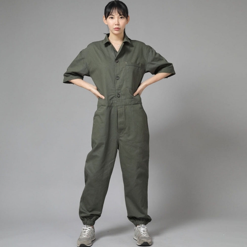 센스워커 테이퍼드 조거 반팔 점프슈트 SWT-512 카키