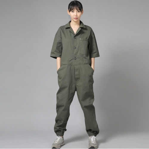 센스워커 테이퍼드 조거 반팔 점프슈트 SWT-512 카키