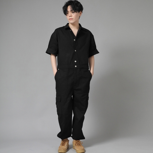 레트로라인 카고조거 반팔 점프슈트 RLCJ-515 블랙