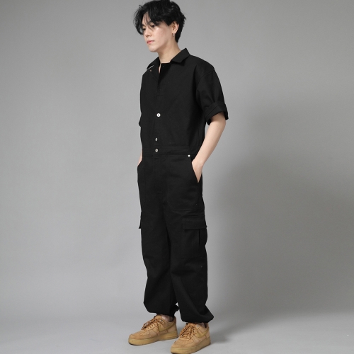 레트로라인 카고조거 반팔 점프슈트 RLCJ-515 블랙