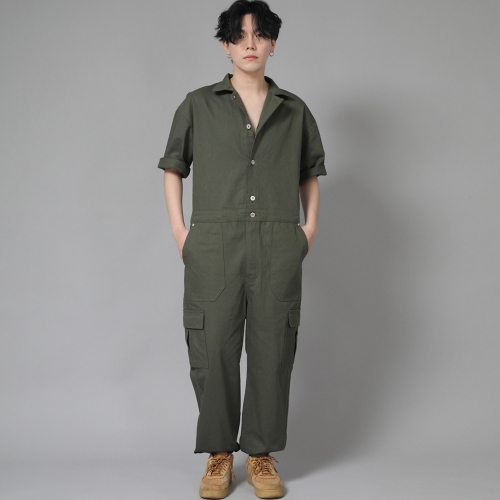 레트로라인 카고조거 반팔 점프슈트 RLCJ-515 카키