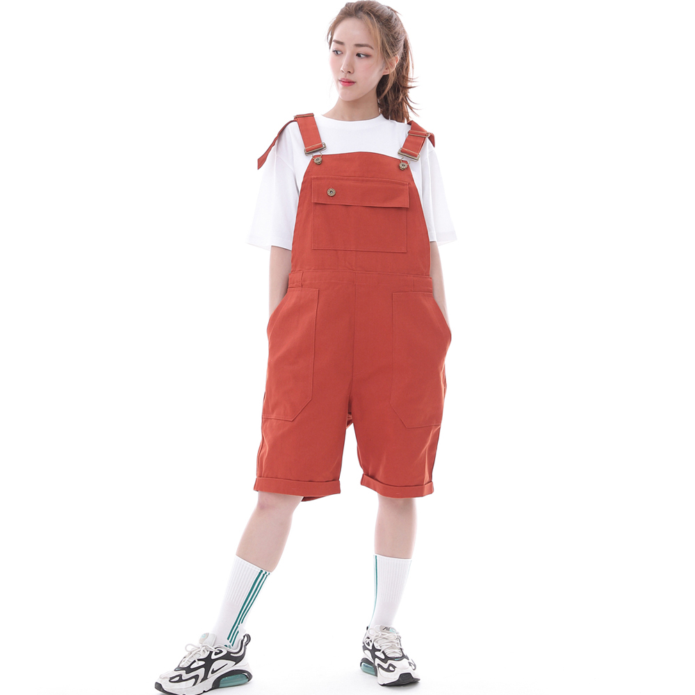 데크 와이드빕 퍼티그 테이퍼드 오버롤 반바지 WFT-602S 브릭