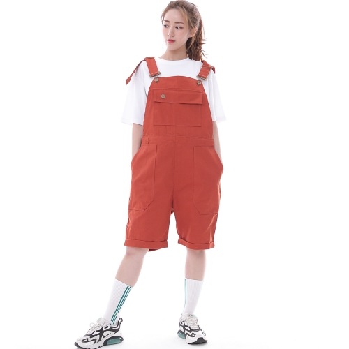 데크 와이드빕 퍼티그 테이퍼드 오버롤 반바지 WFT-602S 브릭