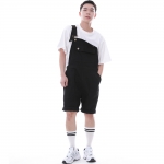 데크 와이드빕 퍼티그 테이퍼드 오버롤 반바지 WFT-602S 블랙
