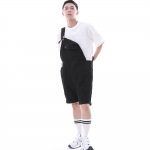 데크 와이드빕 퍼티그 테이퍼드 오버롤 반바지 WFT-602S 블랙