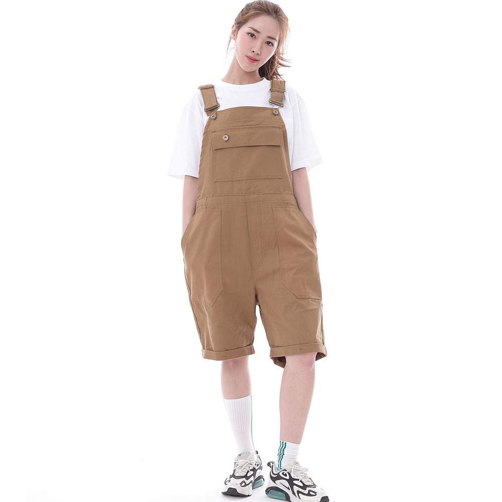 데크 와이드빕 퍼티그 테이퍼드 오버롤 반바지 WFT-602S 카멜