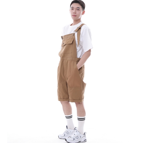 데크 와이드빕 퍼티그 테이퍼드 오버롤 반바지 WFT-602S 카멜