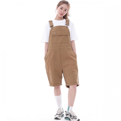 데크 와이드빕 퍼티그 테이퍼드 오버롤 반바지 WFT-602S 카멜