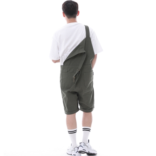 데크 와이드빕 퍼티그 테이퍼드 오버롤 반바지 WFT-602S 카키