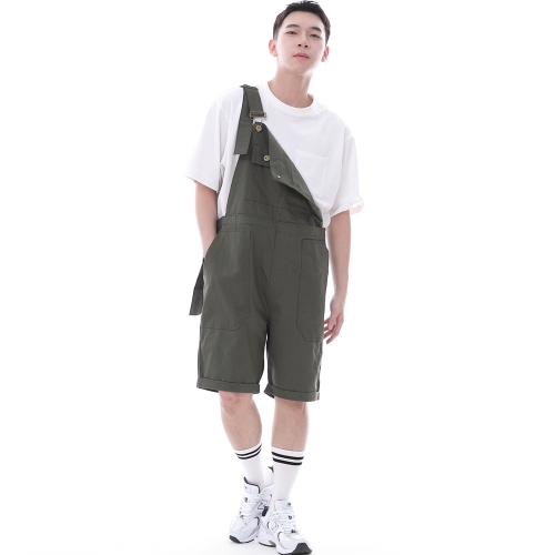 데크 와이드빕 퍼티그 테이퍼드 오버롤 반바지 WFT-602S 카키