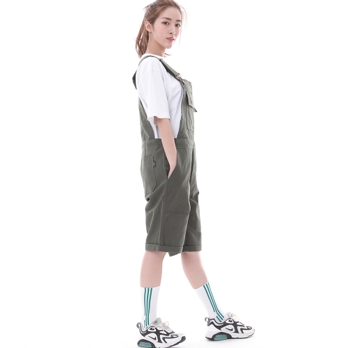 데크 와이드빕 퍼티그 테이퍼드 오버롤 반바지 WFT-602S 카키