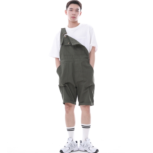 데크 와이드빕 퍼티그 테이퍼드 오버롤 반바지 WFT-602S 카키