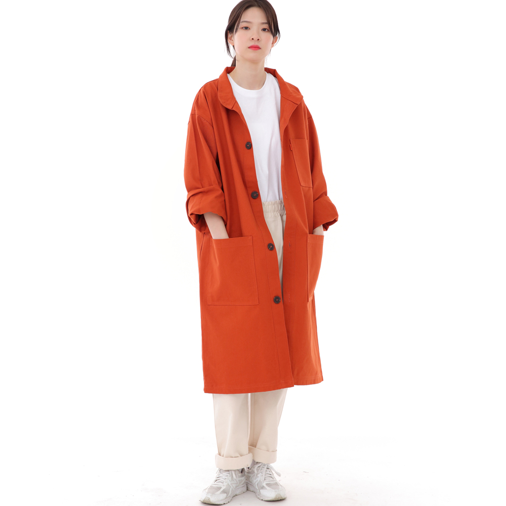 퍼티그 롤업 버튼 롱코트 FBL-700 브릭