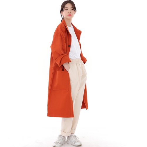 퍼티그 롤업 버튼 롱코트 FBL-700 브릭
