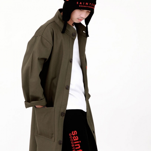 퍼티그 롤업 버튼 롱코트 FBL-700 카키