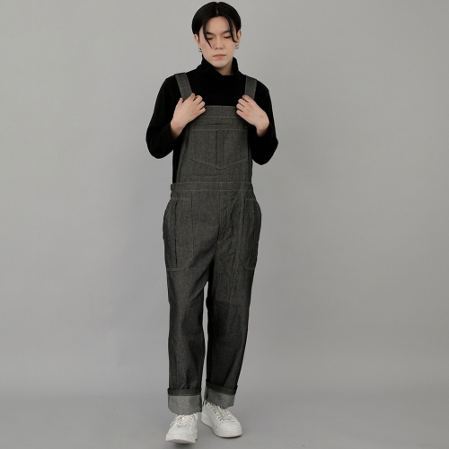 링클포켓 밴드 오버롤 WPB-613 데님 그레이블랙