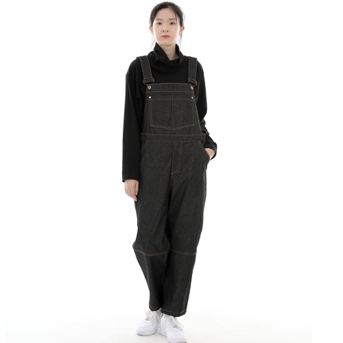 와이드 커팅크롭 오버롤 WCC-610 데님 블랙 BRS