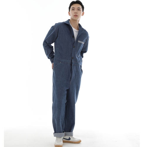 센스워커 테이퍼드 점프슈트 SWT-503 미디엄블루 데님 BRS