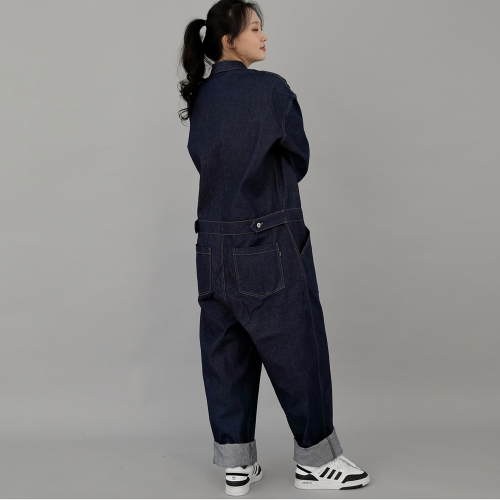 센스워커 테이퍼드 점프슈트 SWT-503 데님 인디고 BRS