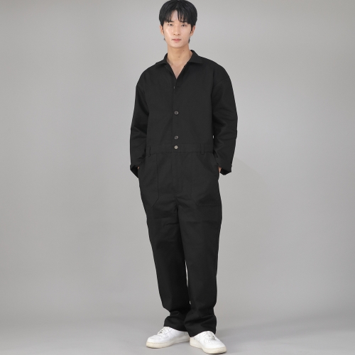 센터버튼앤집업 테이퍼드 점프슈트 CBZ-505 블랙