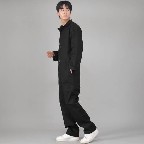 센터버튼앤집업 테이퍼드 점프슈트 CBZ-505 블랙