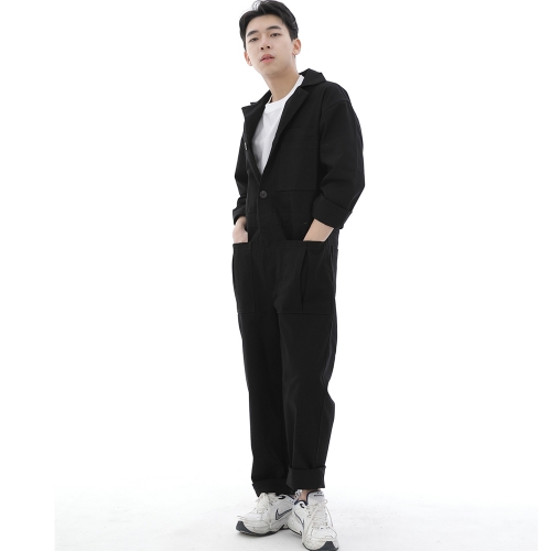오버라운드 테이퍼드 카고 점프슈트 OT-502C 블랙