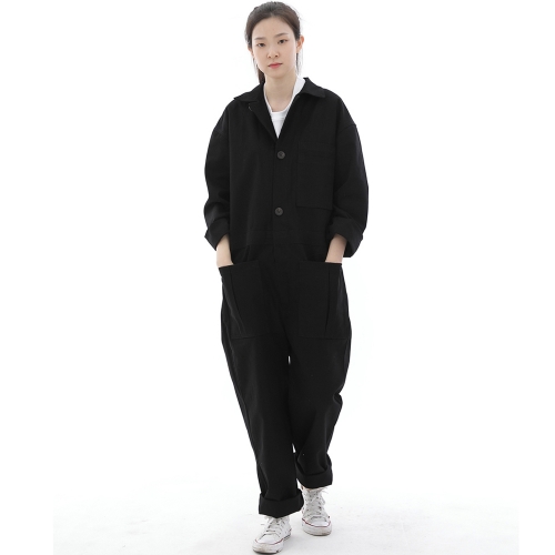 오버라운드 테이퍼드 카고 점프슈트 OT-502C 블랙