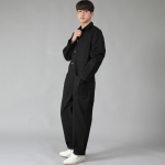 오버라운드 테이퍼드 카고 점프슈트 OT-502C 블랙 B캔톤버튼