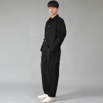 오버라운드 테이퍼드 카고 점프슈트 OT-502C 블랙 B캔톤버튼