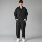 오버라운드 테이퍼드 카고 점프슈트 OT-502C 데님 블랙 BKS