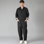 오버라운드 테이퍼드 카고 점프슈트 OT-502C 데님 블랙 BKS