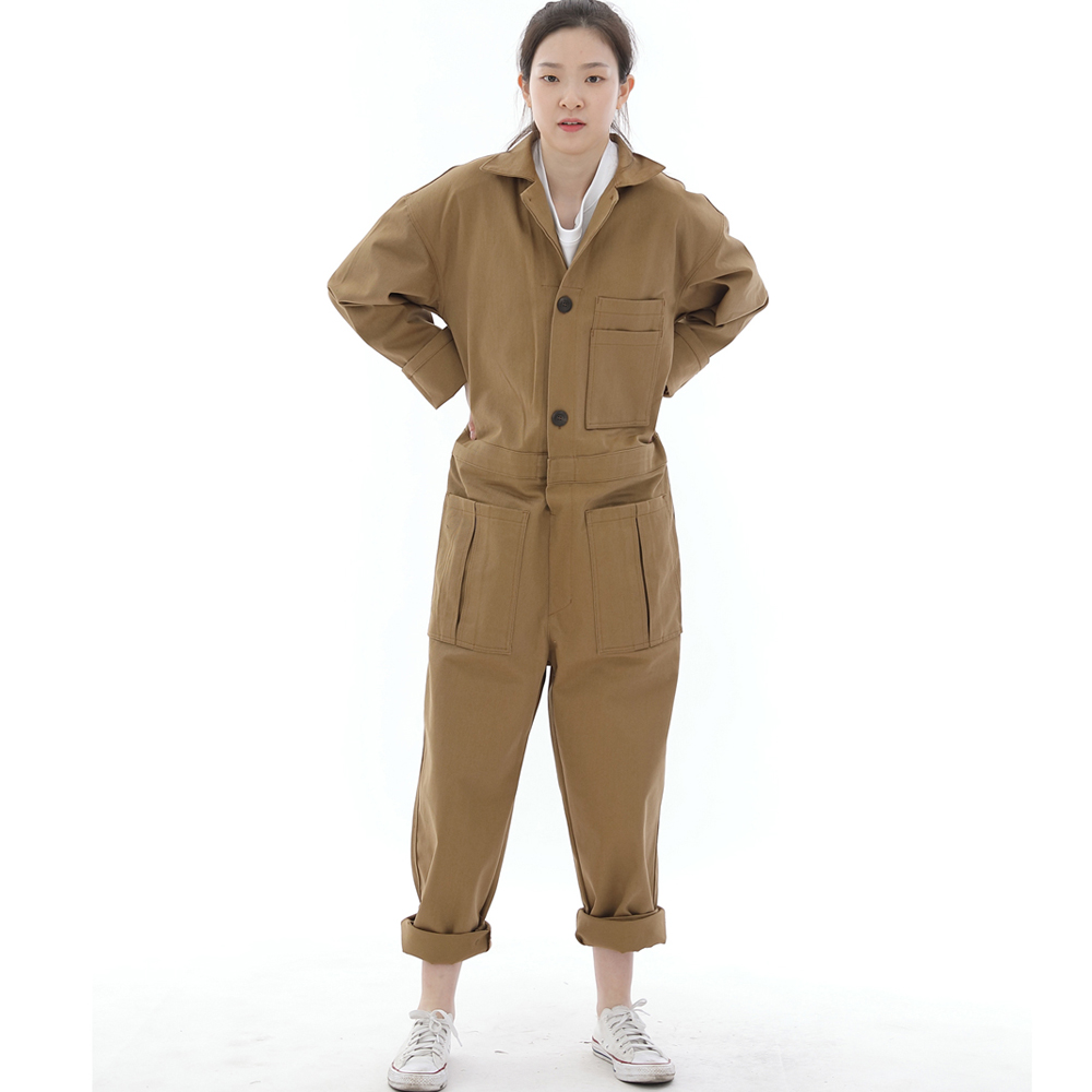 오버라운드 테이퍼드 카고 점프슈트 OT-502C 카멜