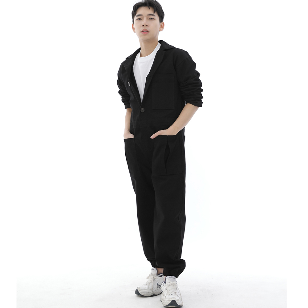 오버라운드 테이퍼드 카고조거 점프슈트 OT-502CJ 블랙