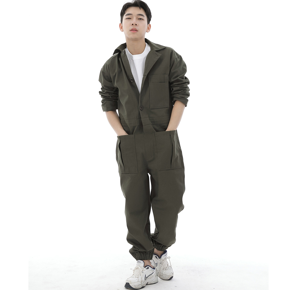 오버라운드 테이퍼드 카고조거 점프슈트 OT-502CJ 카키