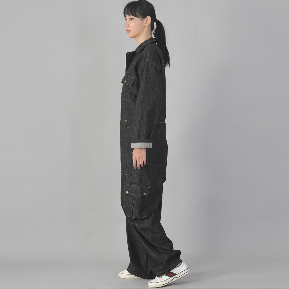 클래식 EX 와이드 카고 점프슈트 CWC-520 데님 블랙