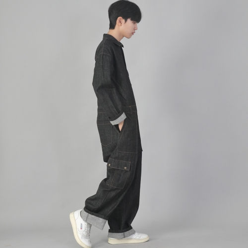 클래식 EX 와이드 카고 점프슈트 CWC-520 데님 블랙