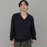 볼드 브이넥 무지 스웨트셔츠 BVN-801 네이비