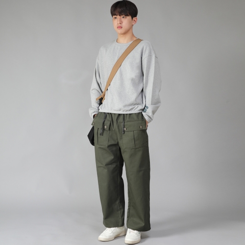 EX 와이드 더블버튼 카고팬츠 EDC-345 카키