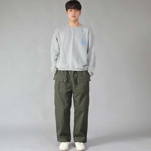 EX 와이드 더블버튼 카고팬츠 EDC-345 카키