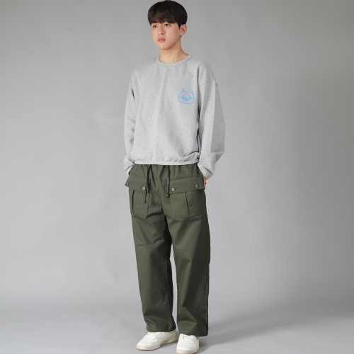 EX 와이드 더블버튼 카고팬츠 EDC-345 카키